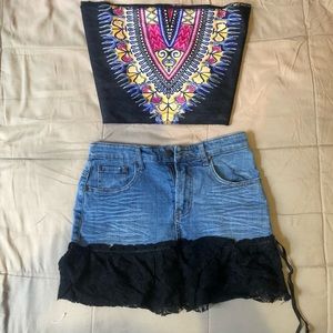 Apollo Jeans Medium Mini Sexy Ruffle Jeans Skirt